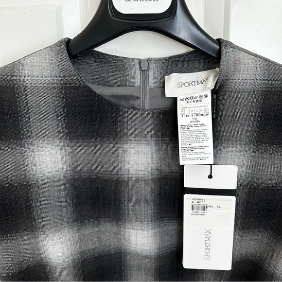 SPORTMAX MaxMara Checked Sleeveless Crewneck Mini Dress. Sz: M US4/6 165/88A NWT - Picture 13 of 16